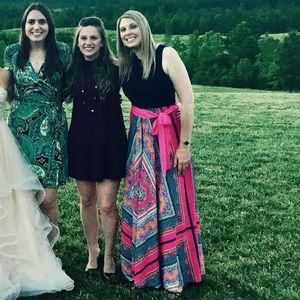 Eliza J Navy + Pink Full Length Dress (Maxi, A-Line) w/Sash